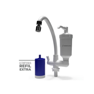 Filtro Bica Móvel de Bancada Branco com refil Extra Hidrofiltros